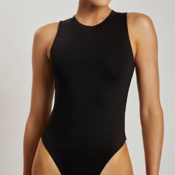 Zara Black Lace Back Knit Sleeveless Body Suit Tank Top in Size Medium - Picture 1 of 8